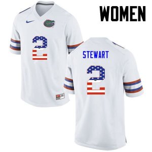 Women's Florida Gators #2 Brad Stewart NCAA Nike White USA Flag Fashion Authentic Stitched College Football Jersey ENE2262PP